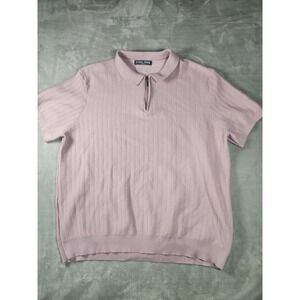 Paul Jones Polo Shirt Mens 2XL Lilac 1/4 Zip Sweater Pullover Short Sleeve‎